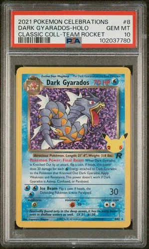 2021 POKEMON CELEBRATIONS CLASSIC COLL #8 DARK GYARADOS-HOLO PSA 10