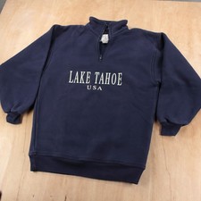 Lake Tahoe USA 1/4 zip pullover sweatshirt LARGE tag vtg 90s usa union made