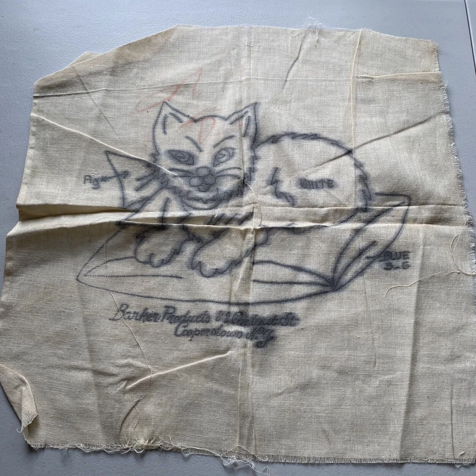 Vintage 1940s Punch Needle Scottie Dog CAT Pillow Top Patterns Barker Products - Image 2 of 4