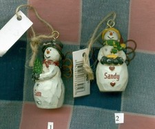 Christmas Snowman Ornament Personalized White Kir-Miche