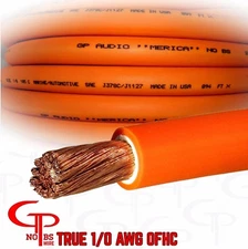 10 ft TRUE AWG 1/0 Gauge OFC COPPER Power Wire ORANGE Ground Cable GP Car Audio 