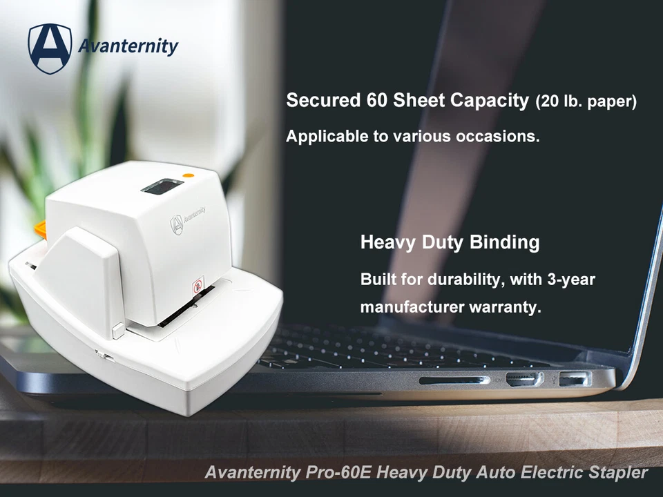 Avanternity Pro-60E Heavy Duty Auto Electric Stapler, 60 Sheet Capacity, Desktop - Image 2 of 4