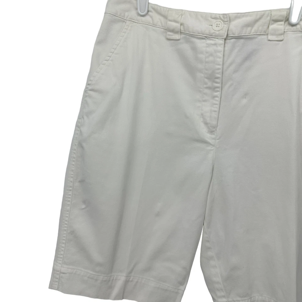 Karen Scott Sport Womens White Bermuda Shorts Size 14 Cotton Spandex - Image 2 of 4