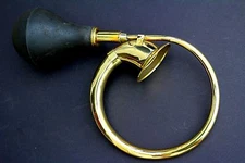 DEURA CIRCULAR BRASS BULB HORN vintage antique old car taxi clown