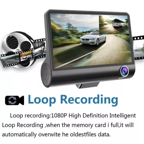 4'' Autokamera Auto KFZ DVR 3Lens Recorder 1080P Dashcam G-sensor Nachtsicht - Bild 5 von 15