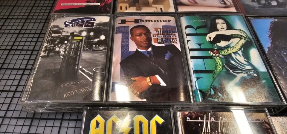 Lot Of 14 Rock Soul Pop Easy Listening Cassette AC/DC Rod Stewart Cher Hammer Ga Foto 3 de 4