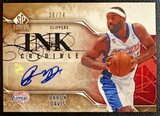 BARON DAVIS 2009-10 SP Signature Edition INKcredible Autographs 36/74