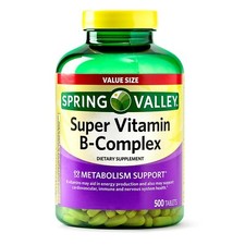 Spring Valley Super Vitamin B-Complex Tablets, 500 Count..