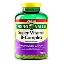 Spring Valley Super Vitamin B-Complex Tablets, 500 Count..+