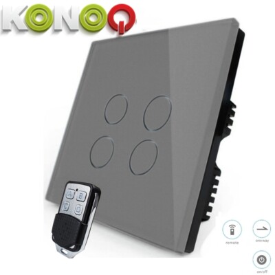 KONOQ GRAU Luxus Glas Panel Touch LED Licht Smart Schalter: EIN/AUS 