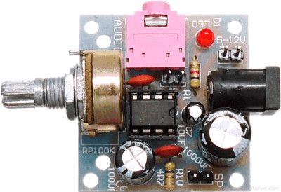 LM386 Super Mini Audio Amplifier DIY Kit Board 35x37mm 3-12V - Unsoldered