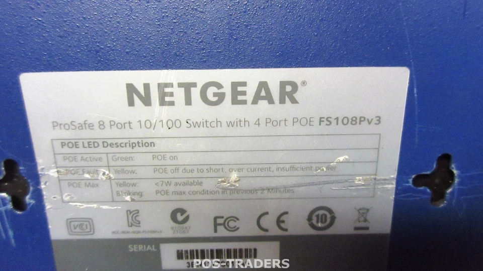 Netgear FS108P V3 ProSafe 8 Port 10/100 Unmanaged Switch 4-Port PoE EXCL PSU - Bild 2 von 2