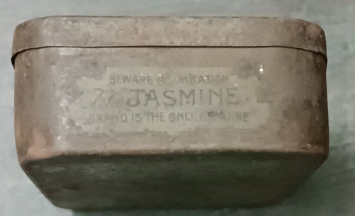RARE ORIGINAL VINTAGE LITHO TIN BOX: JASMINE BRAND MADE IN CALCUTTA KISHORY LAL - Picture 4 of 6