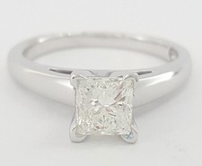 Leo Princess Diamond Solitaire Engagement Ring 1 ct 14K & Plat  I/VS2 Rtl $10.4k