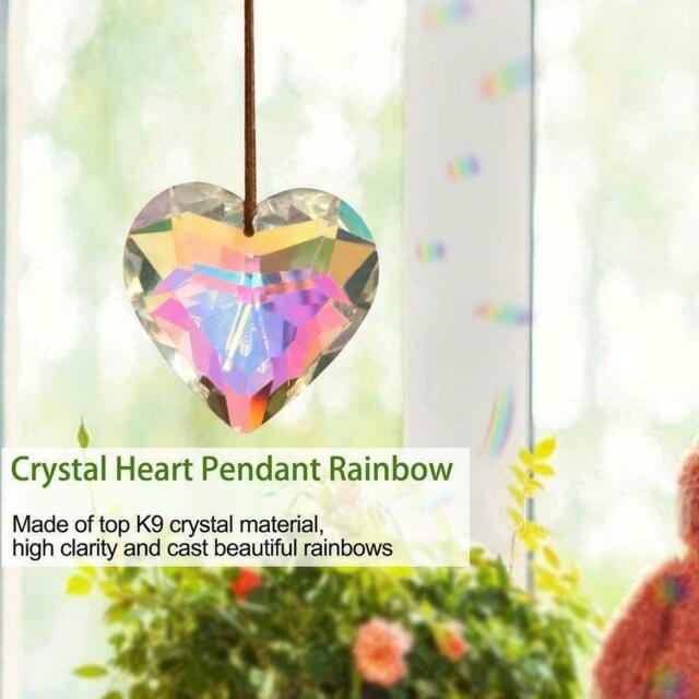 Crystal Heart Prisms Window Hanging Ornament Rainbow Crystals Q4U0 AU L2S2
