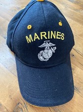 US Marines Baseball Hat Cap Black Embroidered Adjustable One Size United States