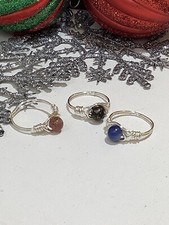 handmade wire wrapped rings, Gift for her, 3 Rings, Crystal Rings