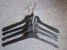 Flat Straight Heavy Duty Plastic Suit Trench Hanger Black Long Hook Outwear Coat