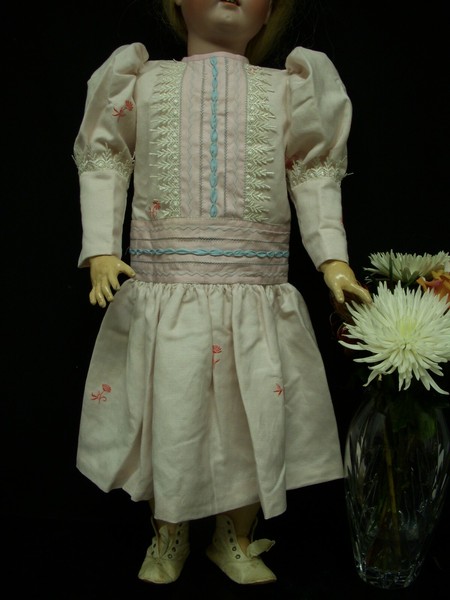 Dr40 Linen Dress With Embroidered Waist Band For 32 Antique Dolls Signaturecakes Com Ng
