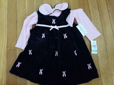 Rare Editions Baby Girls 2-piece Ballet Slippers Jumper Dress 18M