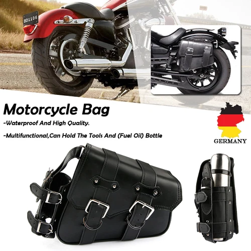 Motorcycle Saddlebag Side Tool Bag + Bottle Cage Right for Harley