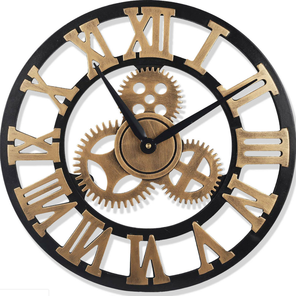60cm Extra Large Roman Numerals Skeleton Wall Clock Giant Big Open Face ...