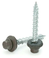  10 Hex Washer Head Roofing Screws Mechanical Galvanized  Bronze Finish