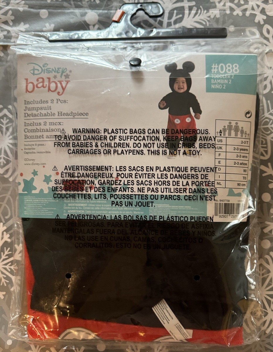 Disney Baby Mickey Mouse Costume Size Toddler 2 Halloween 2 Pc Set