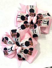 Beautiful Black Princess inspired set of pigtail hair bows for girls.