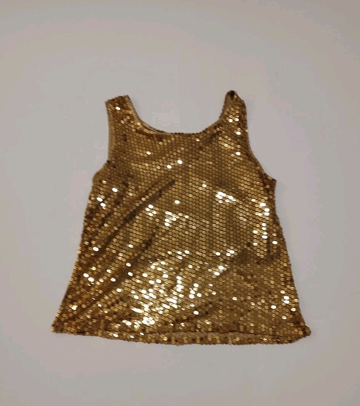 Michelle Antonelli Gold Sparkle Sequin Women's M Pullover Bougie Tank Top 