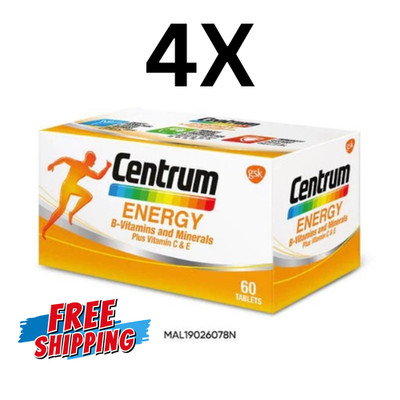 4 X 60's New Centrum Energy B-Vitamins and Minerals + Vitamin C & E- FREE SHIP