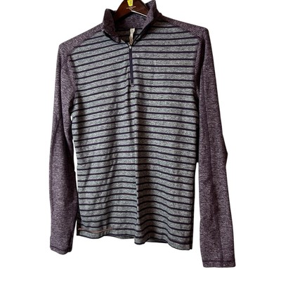 Lululemon Surge Warm Yachtie Stripe Heathered Dark Slate Deep Zinfandel Men s  L