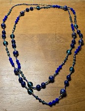 Vintage Blue Glass Beaded Necklace