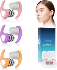 Swimming Ear Plugs, 3 Pairs Waterproof Reusable Silicone Swim Ear Plugs for Swim