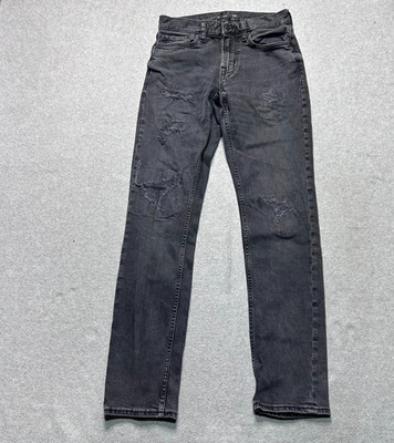 Old Navy Jeans Mens 28 X 34  Black Slim Fit Distressed Patchwork Denim