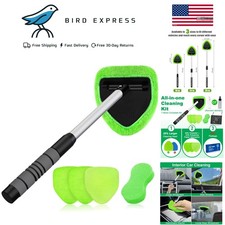 Windshield Cleaner Kit with Extendable Handle and Microfiber Pads for Car  Home