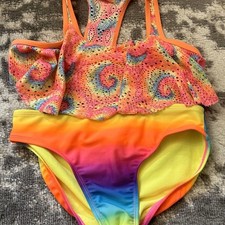 Wonder Nation Girls Two Piece Rainbow Bathing Suit Large 10-12 