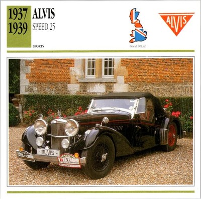Alvis Speed 25 1937 Trade Card Drophead Coupé Paris-Deauville Rally Plates