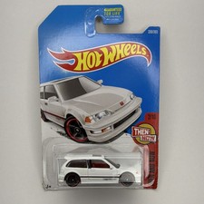 Hot Wheels Honda Civic EF 1:64 White Diecast Car Then and Now Series JDM