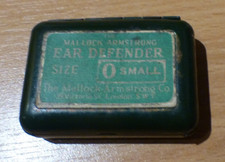 1940s The Mallock Armstrong Ear Defenders Complete  Green Plug Box Tin Small