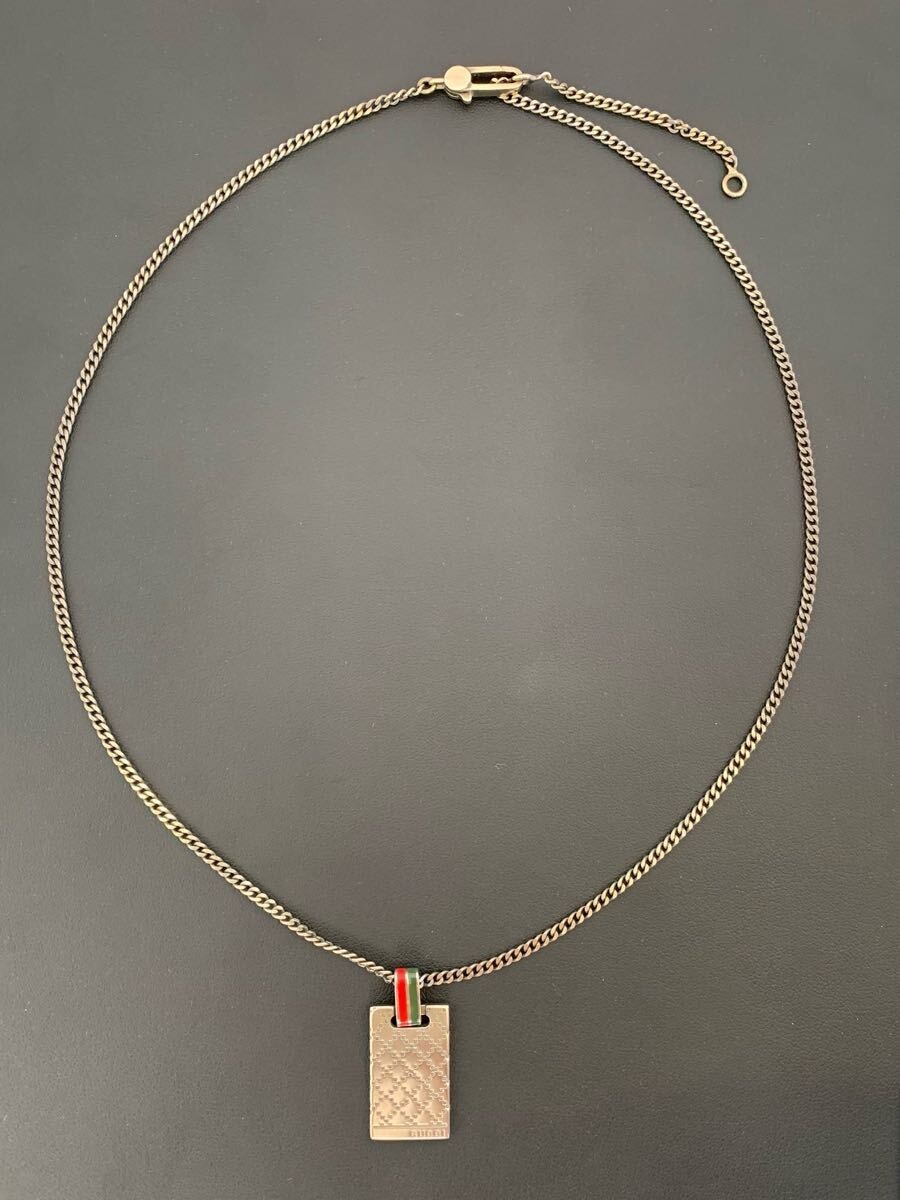 GUCCI Diamante Pattern Necklace Sterling Silver 925 Pendant Used