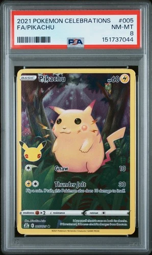 2021 POKEMON CELEBRATIONS #005 FULL ART/PIKACHU PSA 8