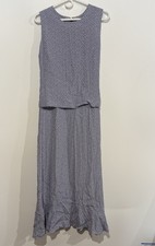 Coldwater Creek Flouncy Dress Size 16 Blue Polka Dots Cottage Core Tie Waist New