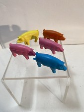 Vintage DIENER ERASER PIGs - Farm Animal Hog - Made In USA (Lot Of 5)