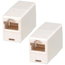 2x RJ45 Network LAN Ethernet Straight Inline Coupler Adapter Cable Joiner White
