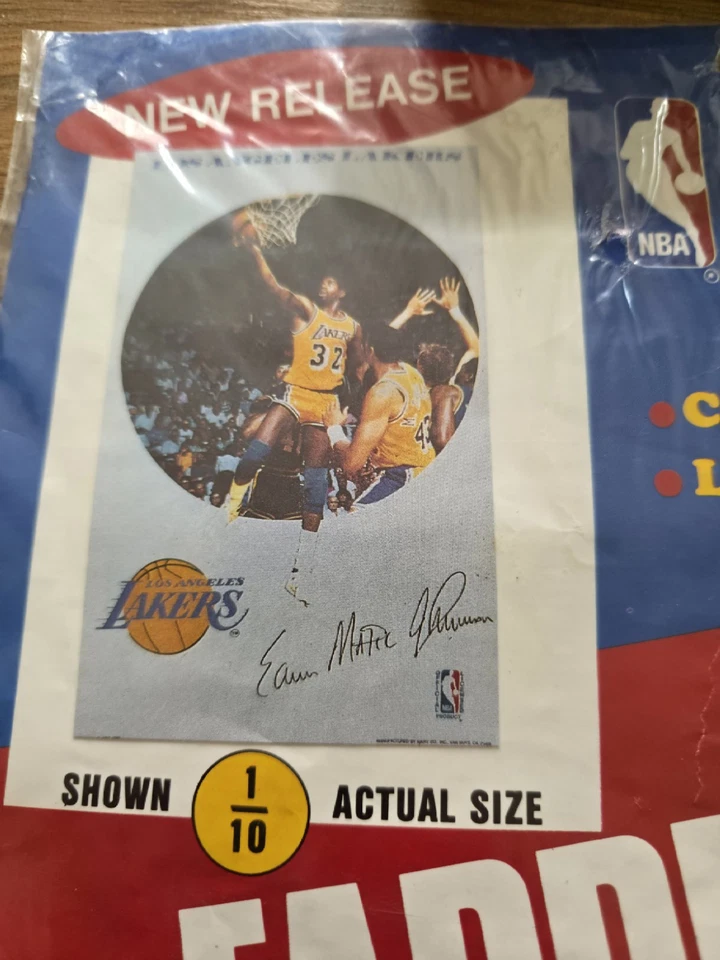 Tapiz colgante de pared de tela Magic Johnson LA LAKERS de colección 30 x 45 1990 🔥 Foto 2 de 4