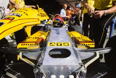 Jan Lammers ATS D4 Ford Mechanics work on the car Spanish GP at Ci- Old Photo