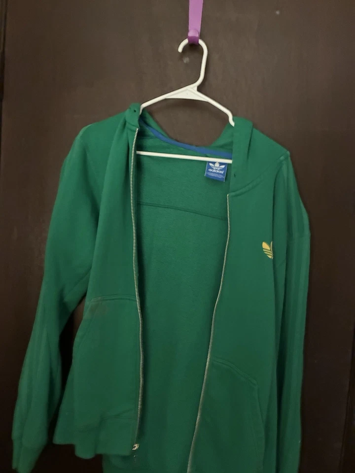 VTG Adidas Green Full Zip Big Logo Track Jacket Size Large Retro Vintage - Image 2 of 4