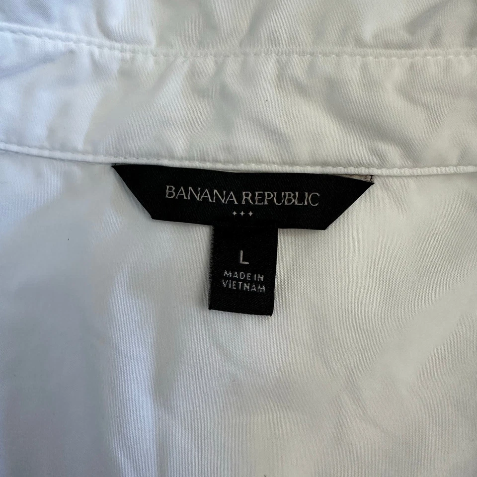 Vestido Camisa Banana Republic Blanco Algodón Popelina Para Mujer’s L Midi Botón Delantero Foto 2 de 4