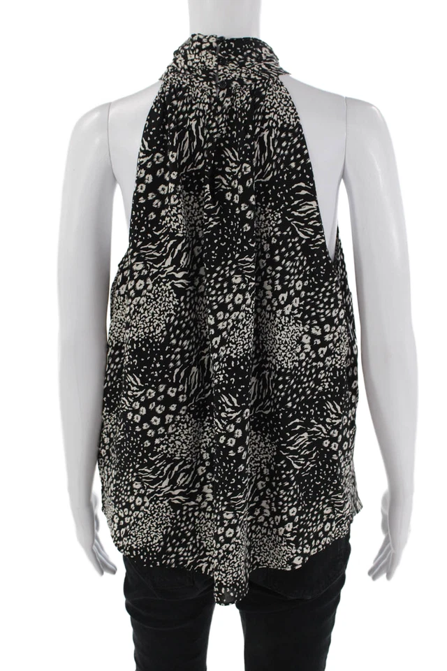 Blusa Joie Feminina Estampa Animal Halter Top Preta Branca Tamanho Médio - Imagem 3 de 4